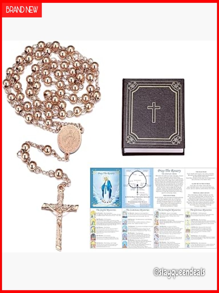 Stainless Steel Rosary Necklace With Virgin Mary Pendant, Catholic Gift